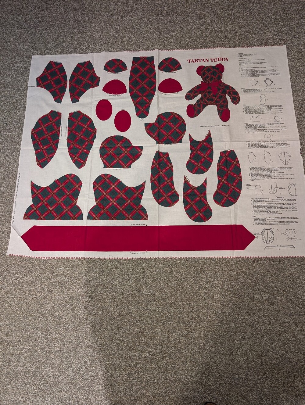 New A Cranston Christmas Tartan Teddy Bear Fabric Panel Sew Craft Christmas